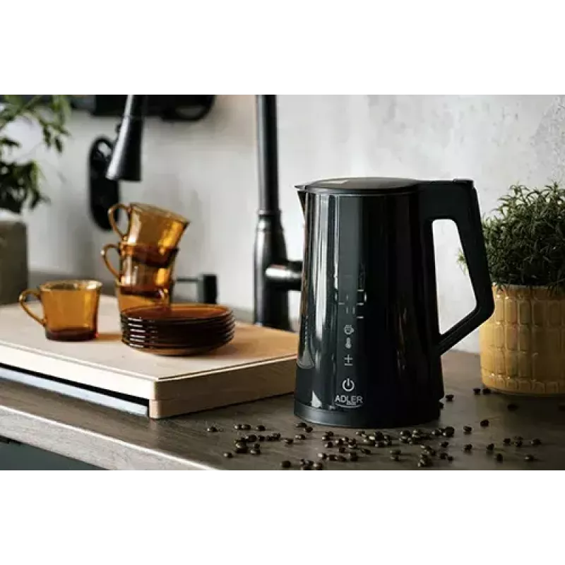 Chaleira elétrica Adler AD 1345b — capacidade de 1,7 l, 1850 W, aço inoxidável, preta