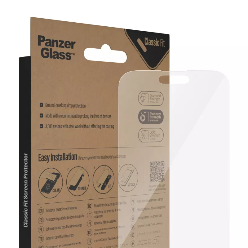 Proteção de ecrã PanzerGlass Apple iPhone 14 Pro Max Classic Fit resistente a riscos e choques