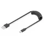 Digitus AK-300430-006-S cabo espiral USB 2.0 de USB-A para USB-C, 1 m, 480 Mbit/s, 60 W PD, preto