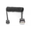 Digitus AK-300430-006-S cabo espiral USB 2.0 de USB-A para USB-C, 1 m, 480 Mbit/s, 60 W PD, preto