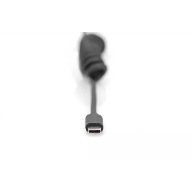 Digitus AK-300430-006-S cabo espiral USB 2.0 de USB-A para USB-C, 1 m, 480 Mbit/s, 60 W PD, preto