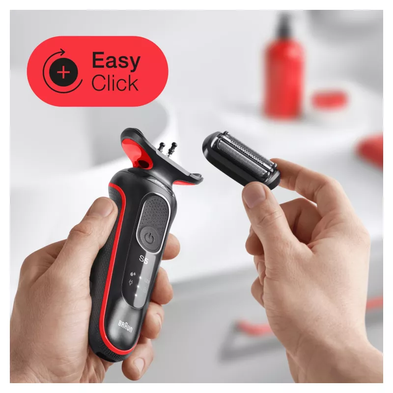 Máquina de barbear de lâminas Braun Series 5 50-R1000s Preta, Vermelha