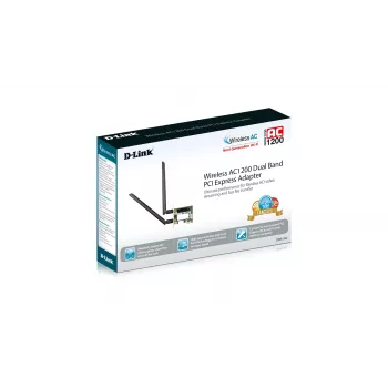 Adaptador D-Link Wireless AC1200 DualBand PCIe, interno, com fios, PCI Express, WLAN, Wi-Fi 4 (802.11n), 867 Mbit/s