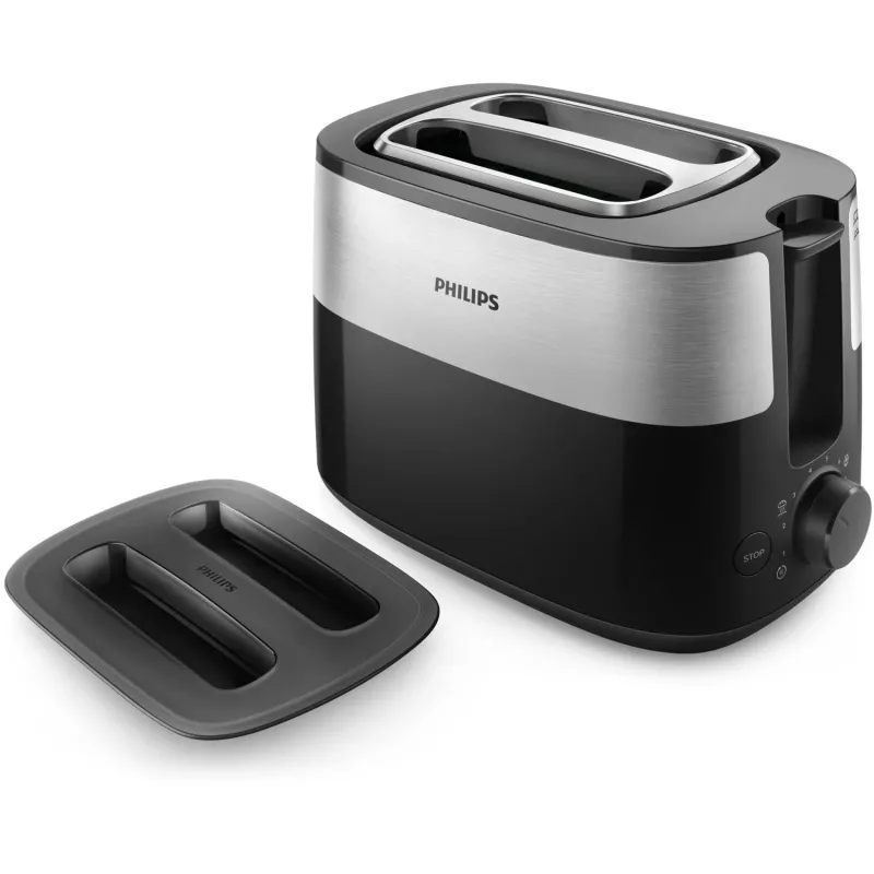 Philips Daily Collection HD2517/90 torradeira, 2 ranhuras, 830 W, preto/prateado
