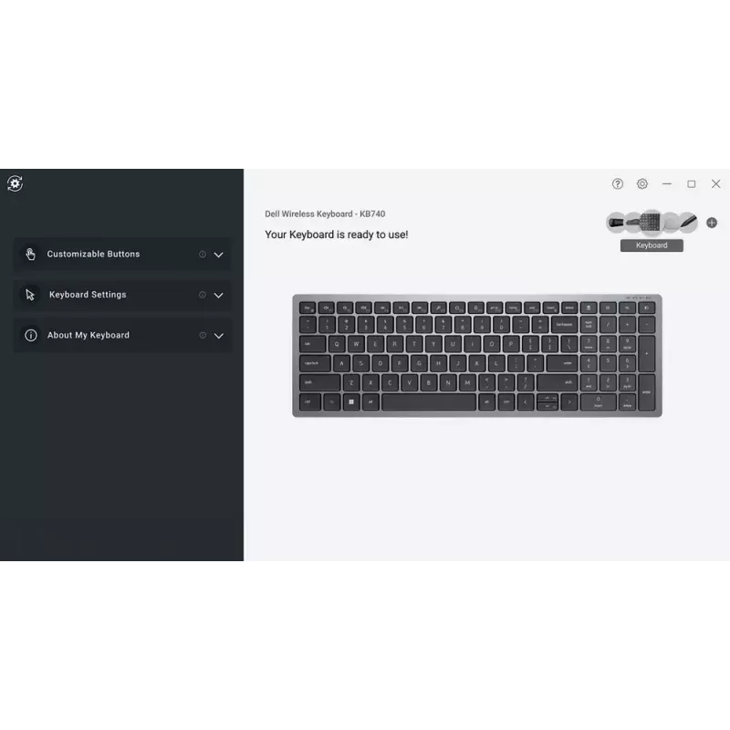 Teclado DELL KB740 Office RF Wireless + Bluetooth QWERTY US International cinzento preto