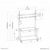 Neomounts NS-M4000BLACK carrinho para TV, suporte de chão 60-105 polegadas (152,4-267 cm), máx. 150 kg, VESA 200x200-1000x600, altura ajustável, com prateleira, preto