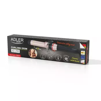 Ferro de caracóis Adler AD 2118 — tubo cerâmico 32 mm, aquecimento cerâmico PTC, 140–200 °C, 56 W