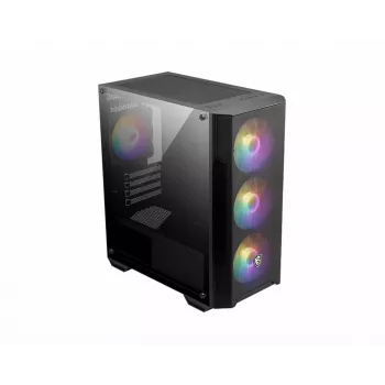 Caixa para PC MSI MAG FORGE M100A Micro Tower Preta com vidro temperado, 3 ventoinhas frontais de 120 mm, RGB, microATX/Mini-ITX