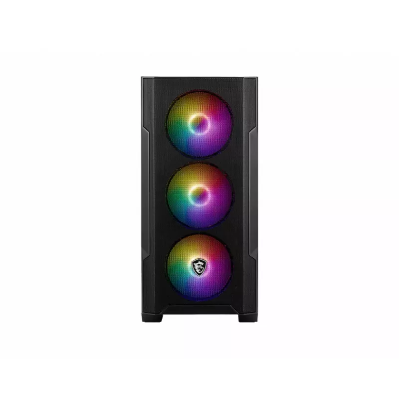 Caixa para PC MSI MAG FORGE M100A Micro Tower Preta com vidro temperado, 3 ventoinhas frontais de 120 mm, RGB, microATX/Mini-ITX