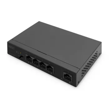 Switch PoE DIGITUS 4+1 portas Ethernet Unmanaged 4 portas PoE,