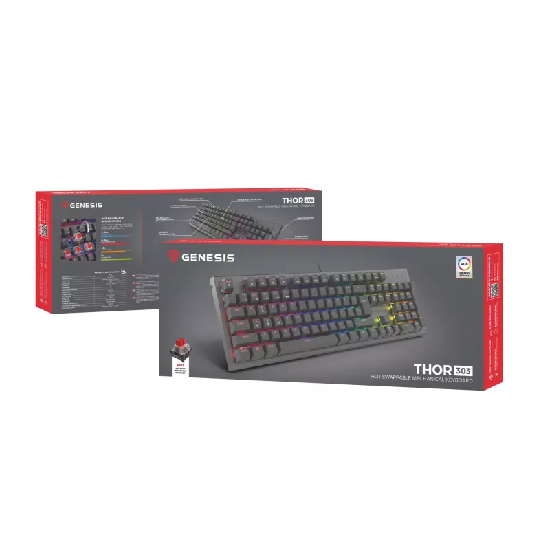 Teclado gaming GENESIS Thor 303 USB QWERTY US International preto