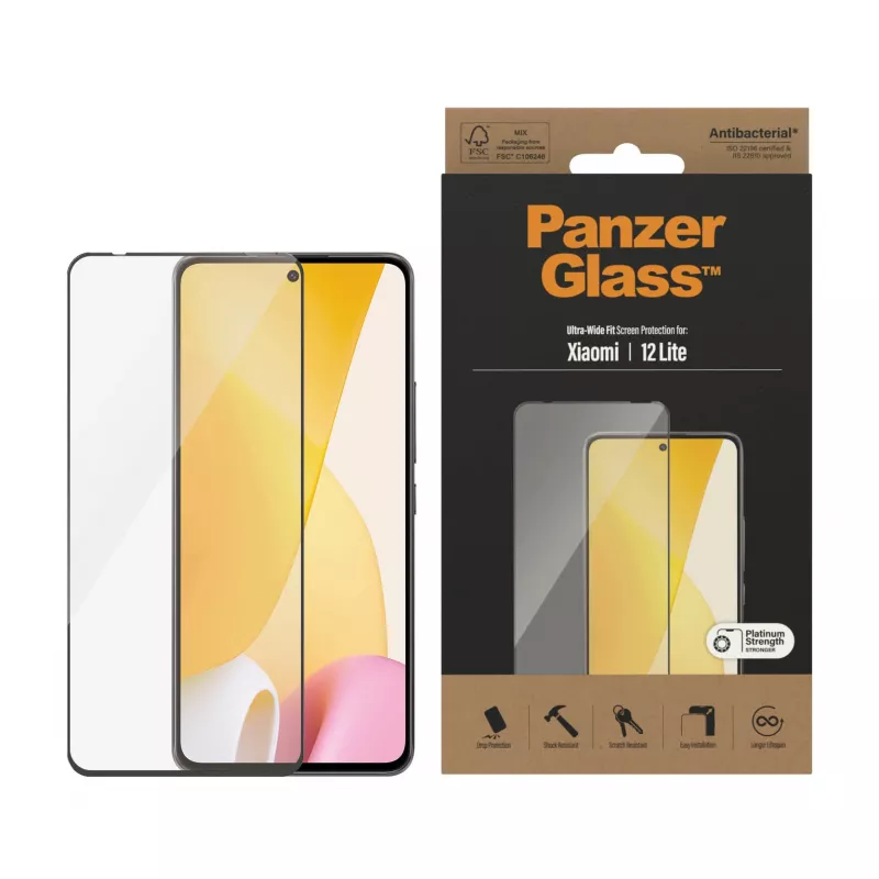 Protetor de ecrã PanzerGlass Xiaomi 12 Lite Ultra-Wide Fit, resistente a riscos e choques