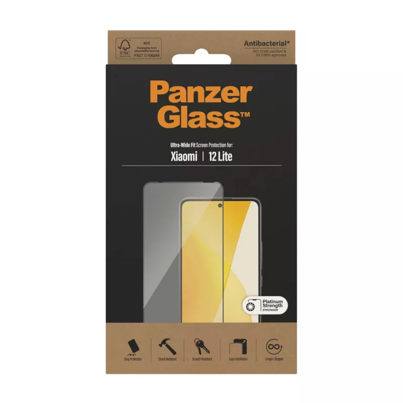 Protetor de ecrã PanzerGlass Xiaomi 12 Lite Ultra-Wide Fit, resistente a riscos e choques