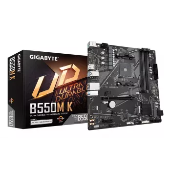 Placa-mãe GIGABYTE B550M K - CPUs AMD Ryzen 5000, até 4733MHz DDR4, 1xPCIe 4.0 + 1xPCIe 3.0 M.2, 1GbE LAN, USB 3.2 Gen 1