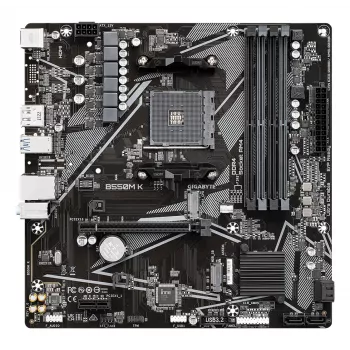 Placa-mãe GIGABYTE B550M K - CPUs AMD Ryzen 5000, até 4733MHz DDR4, 1xPCIe 4.0 + 1xPCIe 3.0 M.2, 1GbE LAN, USB 3.2 Gen 1
