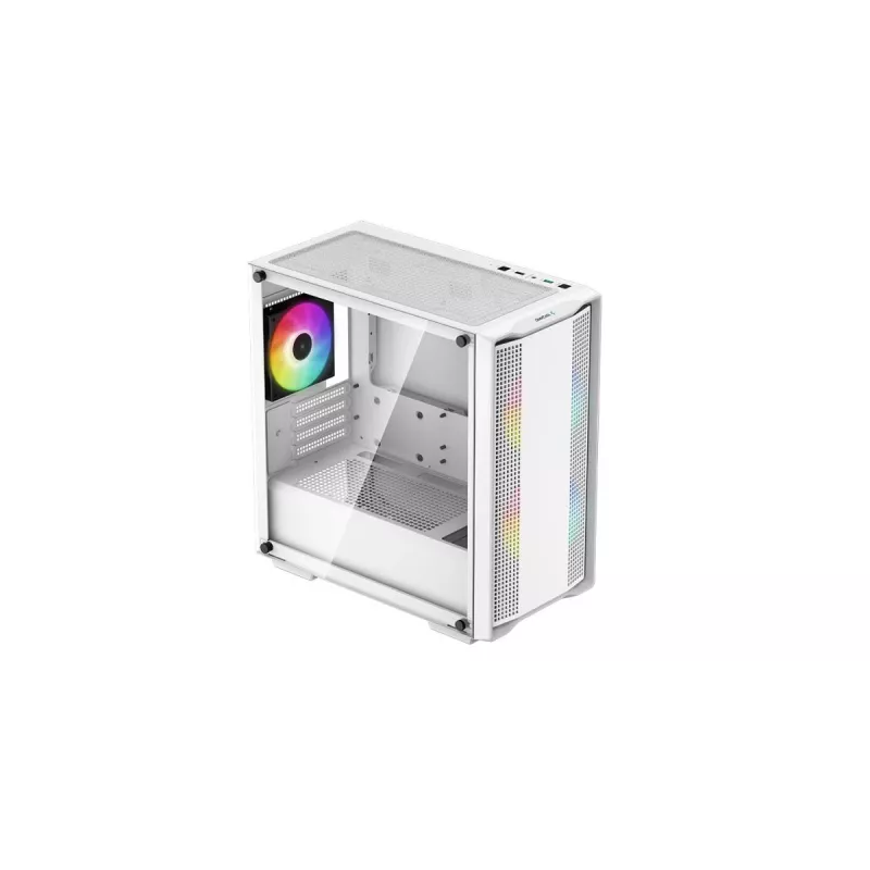 Caixa para PC DeepCool CC360 WH ARGB Mini Tower Branco — Micro-ATX/Mini-ITX, vidro temperado, 2x 3,5 polegadas + 3x 2,5 polegadas, 2x ventoinhas frontais de 120 mm