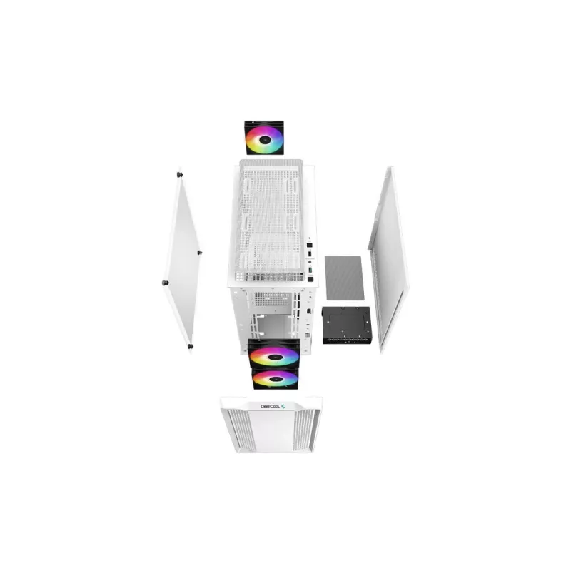 Caixa para PC DeepCool CC360 WH ARGB Mini Tower Branco — Micro-ATX/Mini-ITX, vidro temperado, 2x 3,5 polegadas + 3x 2,5 polegadas, 2x ventoinhas frontais de 120 mm