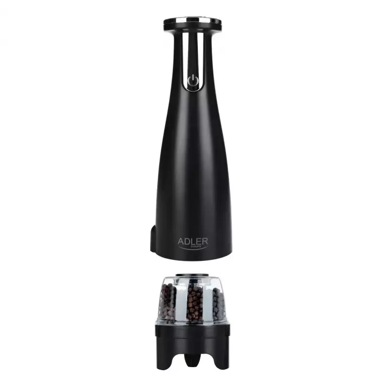 Adler AD 4449B conjunto de moinhos elétricos de sal e pimenta, 3 moinhos, mós de cerâmica, carregamento USB-C, bateria de lítio, 7 W, 150 ml, preto mate