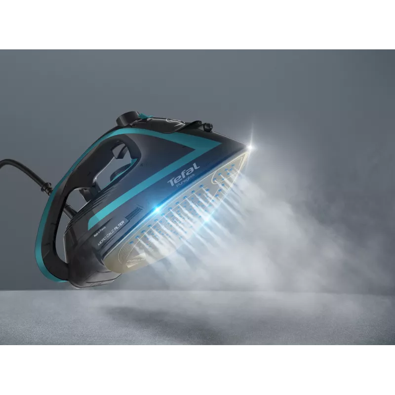 Ferro de engomar a vapor Tefal Puregliss FV8066 sola Durilium AirGlide Autoclean 3000 W Preto, Azul