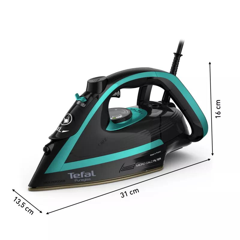 Ferro de engomar a vapor Tefal Puregliss FV8066 sola Durilium AirGlide Autoclean 3000 W Preto, Azul