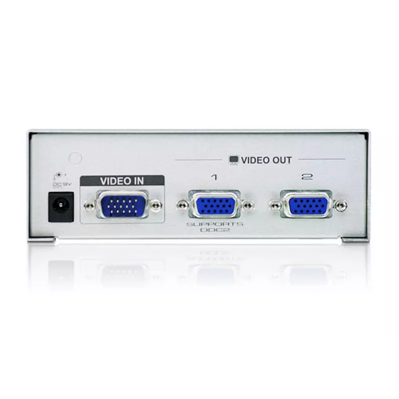 Splitter de vídeo VGA ATEN de 2 portas (350 MHz), VGA, 2x VGA, 1920 x 1440 píxeis, prateado, metal, 30 m