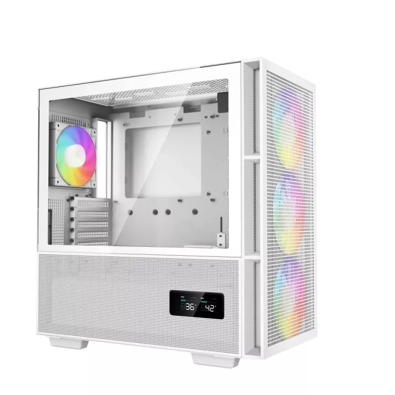 DeepCool CH560 Digital WH caixa de PC Mid-Tower, E-ATX/ATX, vidro temperado, 3 ventoinhas ARGB de 140 mm, ecrã de estado digital, USB-C, branca