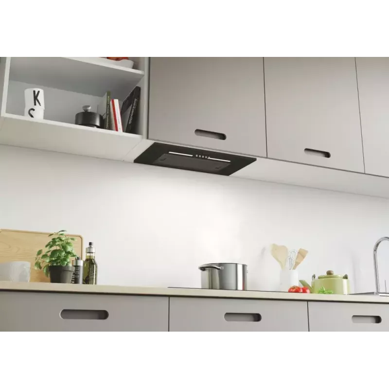 Exaustor de encastrar CANDY CPY5MBG, 520 mm, 298 m³/h, vidro preto, extração/recirculação