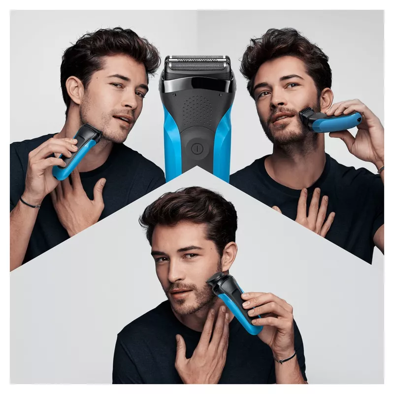 Máquina de barbear elétrica Braun Series 3 310BT – máquina de barbear com lâmina húmida e seca com acessórios de aparador de barba
