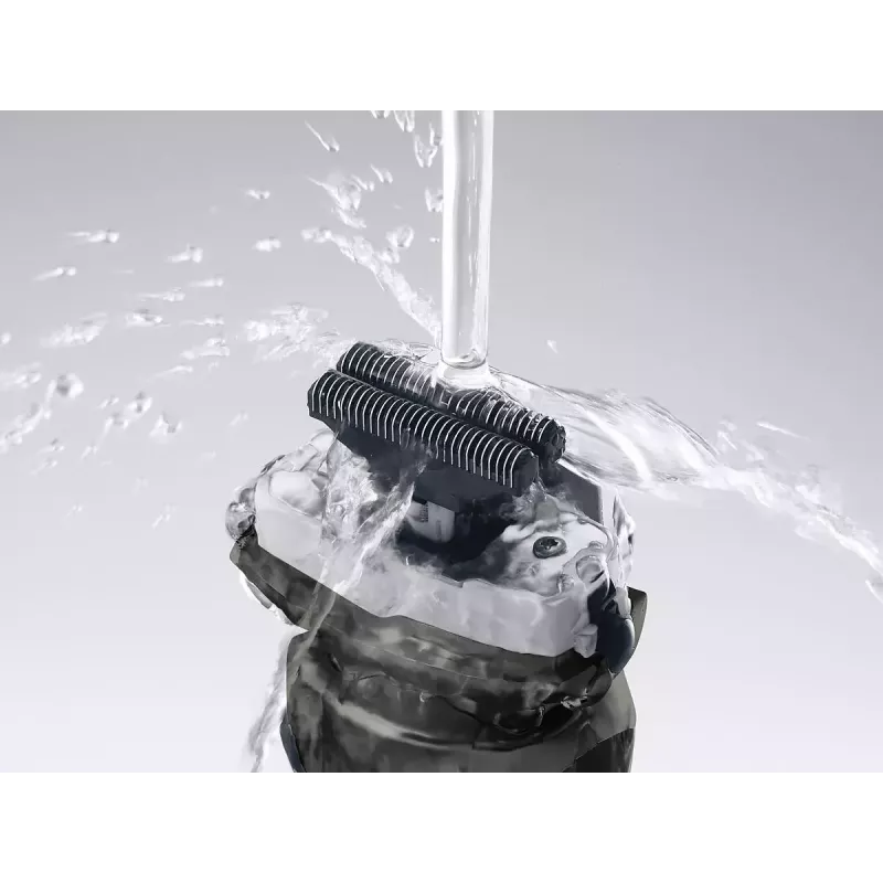 Panasonic ES-RW33 máquina de barbear elétrica de lâminas, Wet & Dry, sem fios, aparador retrátil, autonomia de 30 min, preto/prateado