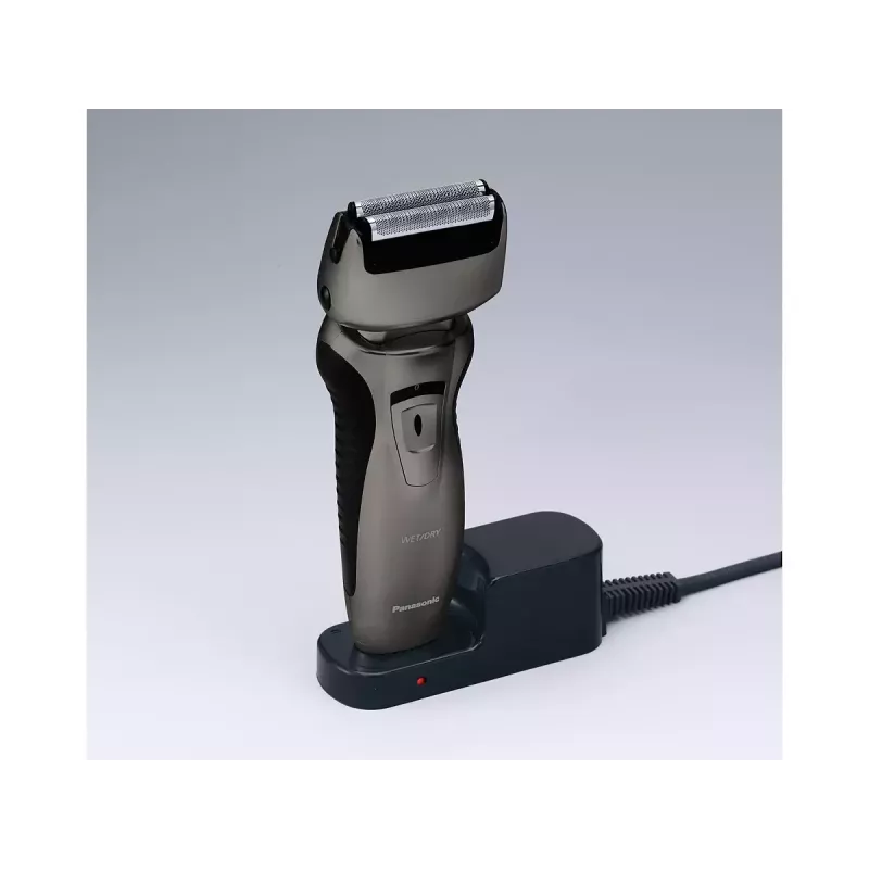 Panasonic ES-RW33 máquina de barbear elétrica de lâminas, Wet & Dry, sem fios, aparador retrátil, autonomia de 30 min, preto/prateado