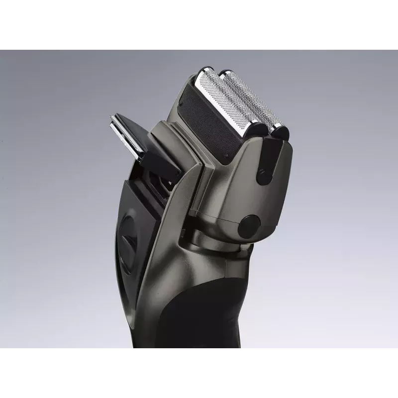 Panasonic ES-RW33 máquina de barbear elétrica de lâminas, Wet & Dry, sem fios, aparador retrátil, autonomia de 30 min, preto/prateado