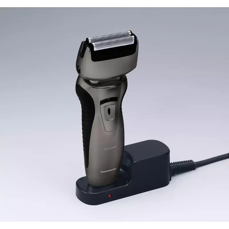 Panasonic ES-RW33 máquina de barbear elétrica de lâminas, Wet & Dry, sem fios, aparador retrátil, autonomia de 30 min, preto/prateado