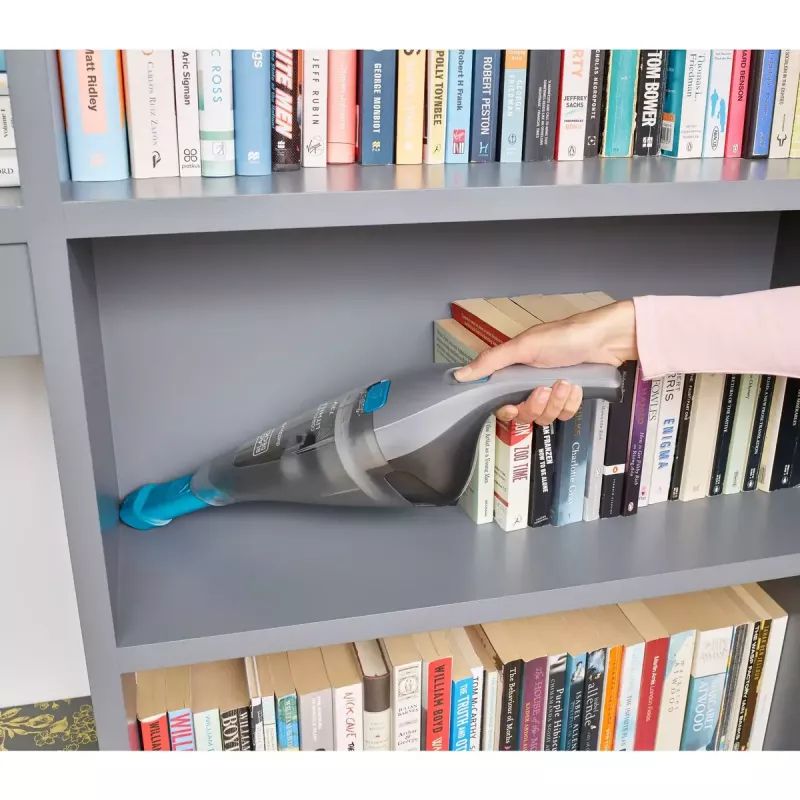 Black & Decker NVC215WA-QW DustBuster aspirador de mão sem fios, capacidade de pó 0,3 l, 1500 mAh de iões de lítio, filtro lavável, azul/cinzento