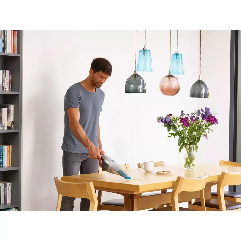 Black & Decker NVC215WA-QW DustBuster aspirador de mão sem fios, capacidade de pó 0,3 l, 1500 mAh de iões de lítio, filtro lavável, azul/cinzento
