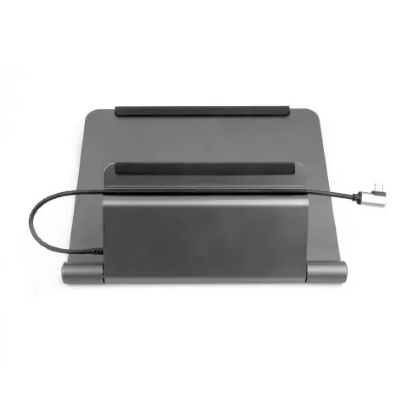 Acer HP.DSCAB.012 suporte para portátil com docking 5 em 1 (USB-C, HDMI, 3x USB-A), para portáteis de 11,6 a 15,6 polegadas, alumínio, prateado, 270 x 45 x 300 mm