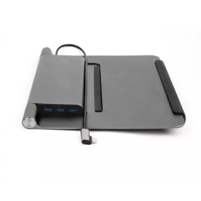 Acer HP.DSCAB.012 suporte para portátil com docking 5 em 1 (USB-C, HDMI, 3x USB-A), para portáteis de 11,6 a 15,6 polegadas, alumínio, prateado, 270 x 45 x 300 mm