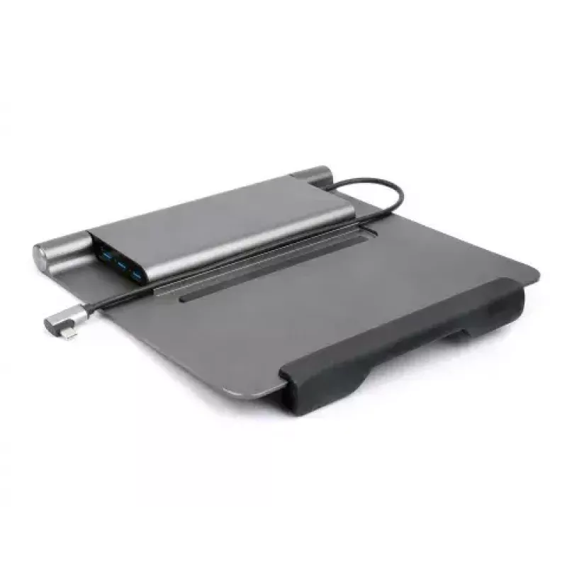 Acer HP.DSCAB.012 suporte para portátil com docking 5 em 1 (USB-C, HDMI, 3x USB-A), para portáteis de 11,6 a 15,6 polegadas, alumínio, prateado, 270 x 45 x 300 mm