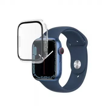 Película protetora FIXED para Apple Watch 45mm Série 8 – policarbonato transparente com cobertura total do ecrã