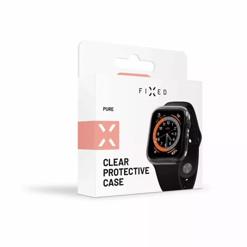 Película protetora FIXED para Apple Watch 45mm Série 8 – policarbonato transparente com cobertura total do ecrã