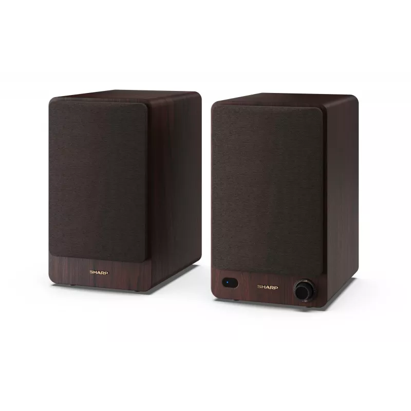 Altifalantes de estante Sharp 2 vias castanho com fios e sem fios 60 W