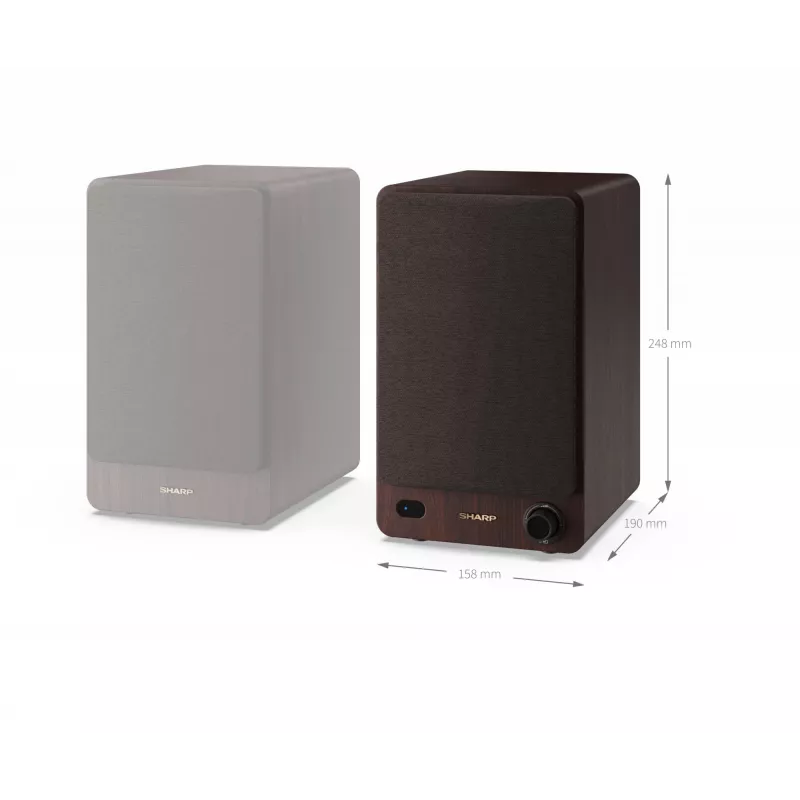 Altifalantes de estante Sharp 2 vias castanho com fios e sem fios 60 W