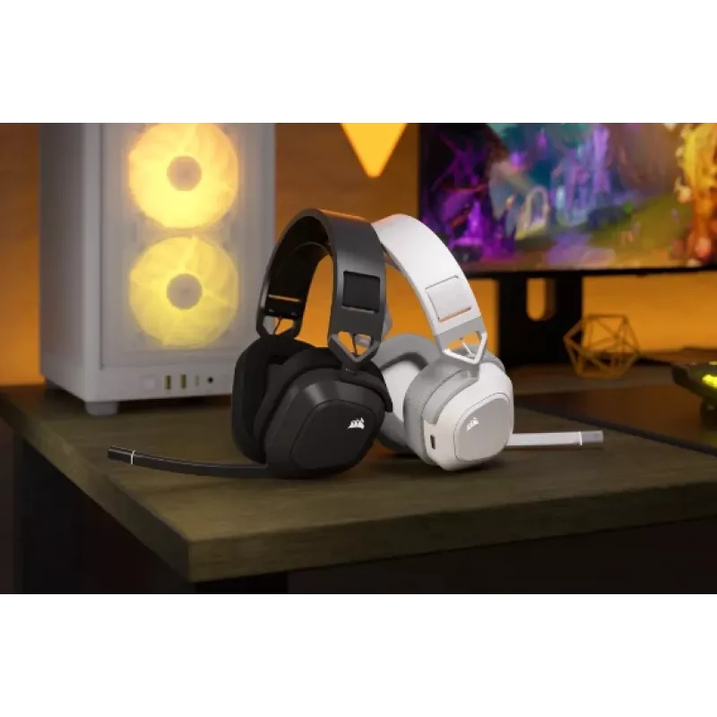 Headset gaming CORSAIR HS80 MAX – sem fios – branco