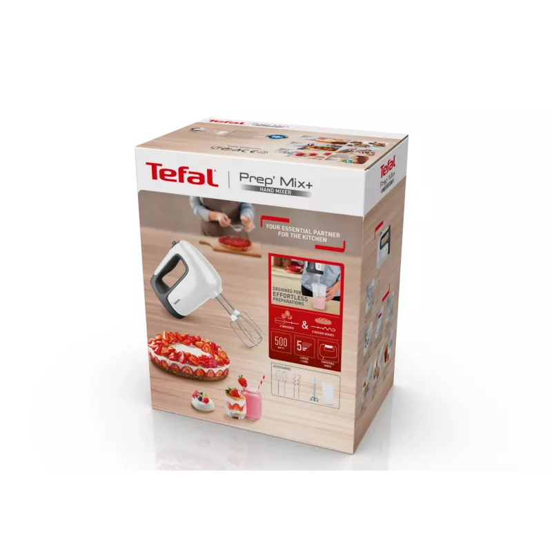 Batedeira de mão Tefal Prep'Mix HT4621 — 500 W, 5 velocidades, batedores metálicos, branco