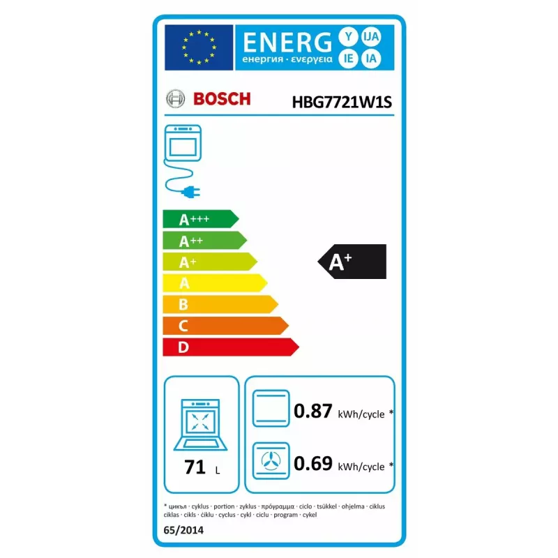 Forno de encastre Bosch HBG7721W1S, elétrico, pirólise