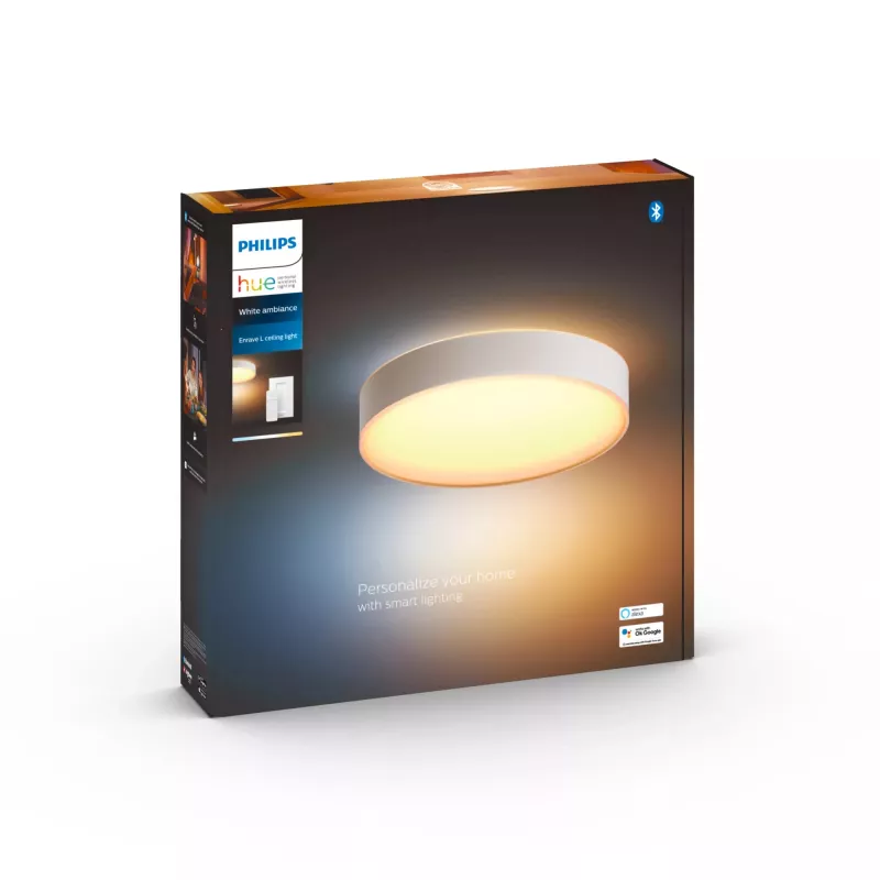 Philips Hue White ambience Enrave candeeiro de teto grande, candeeiro de teto inteligente, Bluetooth, branco, LED, metal, lâmpadas não substituíveis