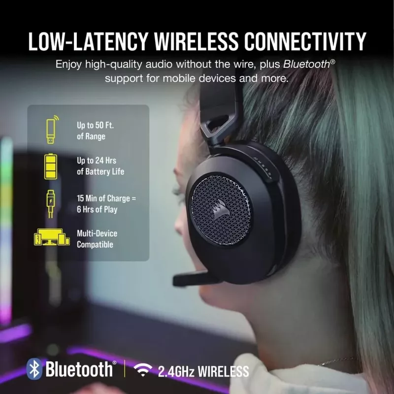 CORSAIR Headset gaming HS65 - Wireless - Carbon