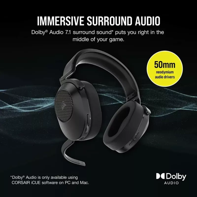 CORSAIR Headset gaming HS65 - Wireless - Carbon