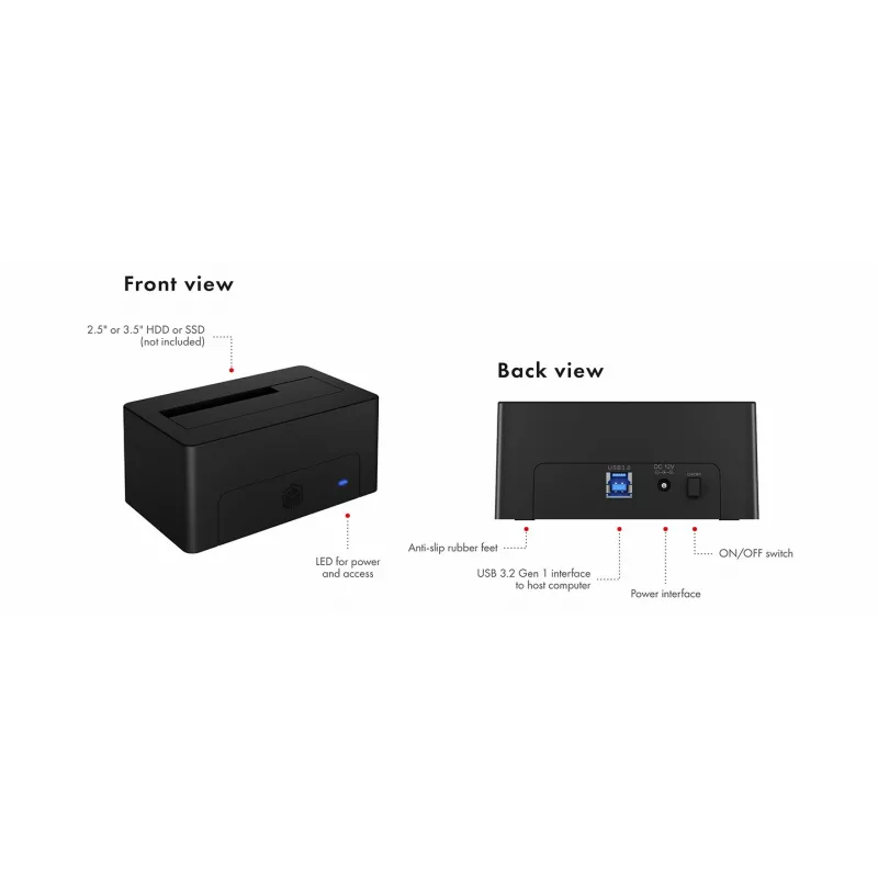 ICY BOX IB-1121-U3 USB 3.2 Gen 1 (3.1 Gen 1) Type-A Preto