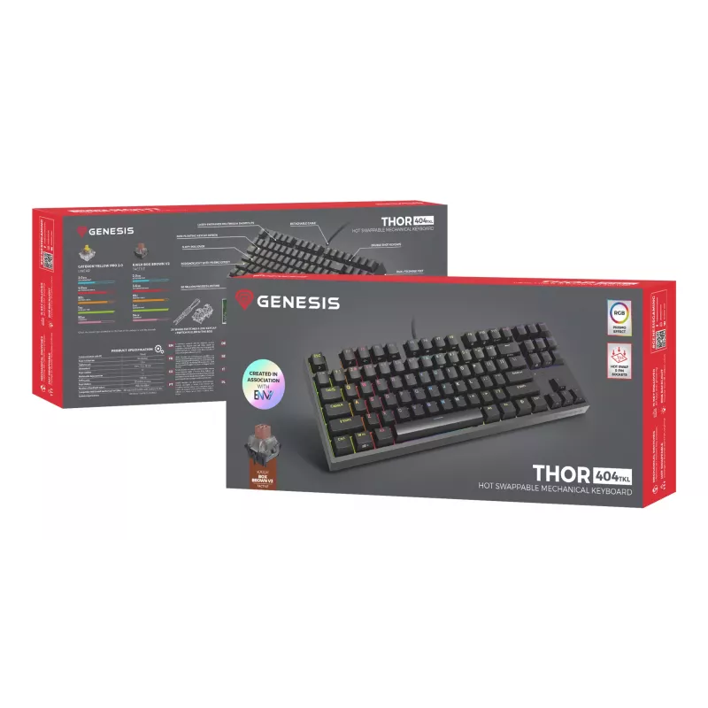 GENESIS Thor 404 TKL Teclado Gaming USB QWERTY Inglês US Preto