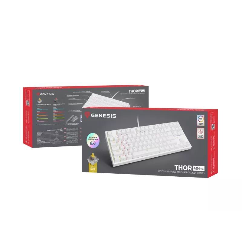 GENESIS Thor 404 TKL Teclado Gaming USB QWERTY US International Branco